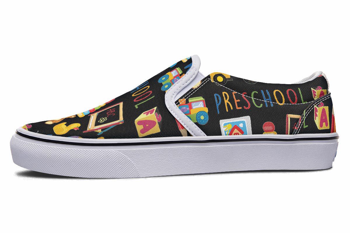 Preschool Teacher Black Slip-On Shoes