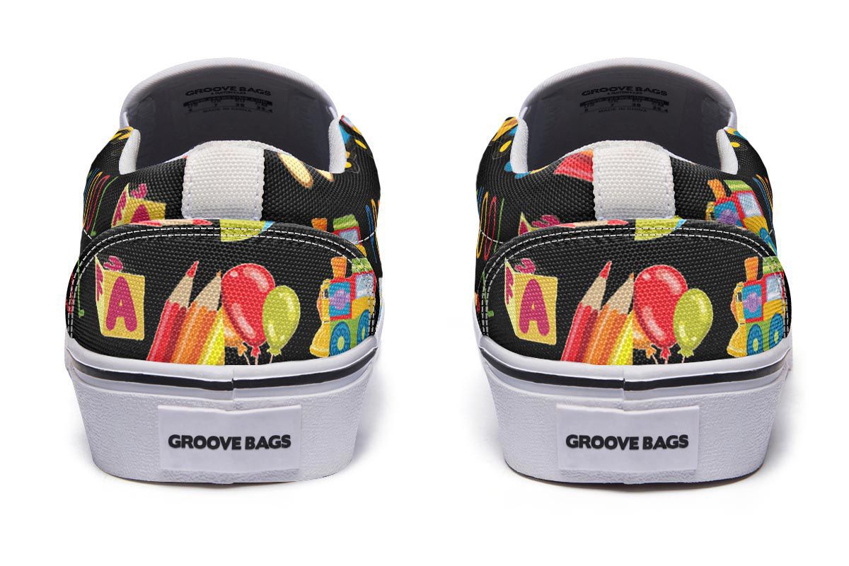 Preschool Teacher Black Slip-On Shoes