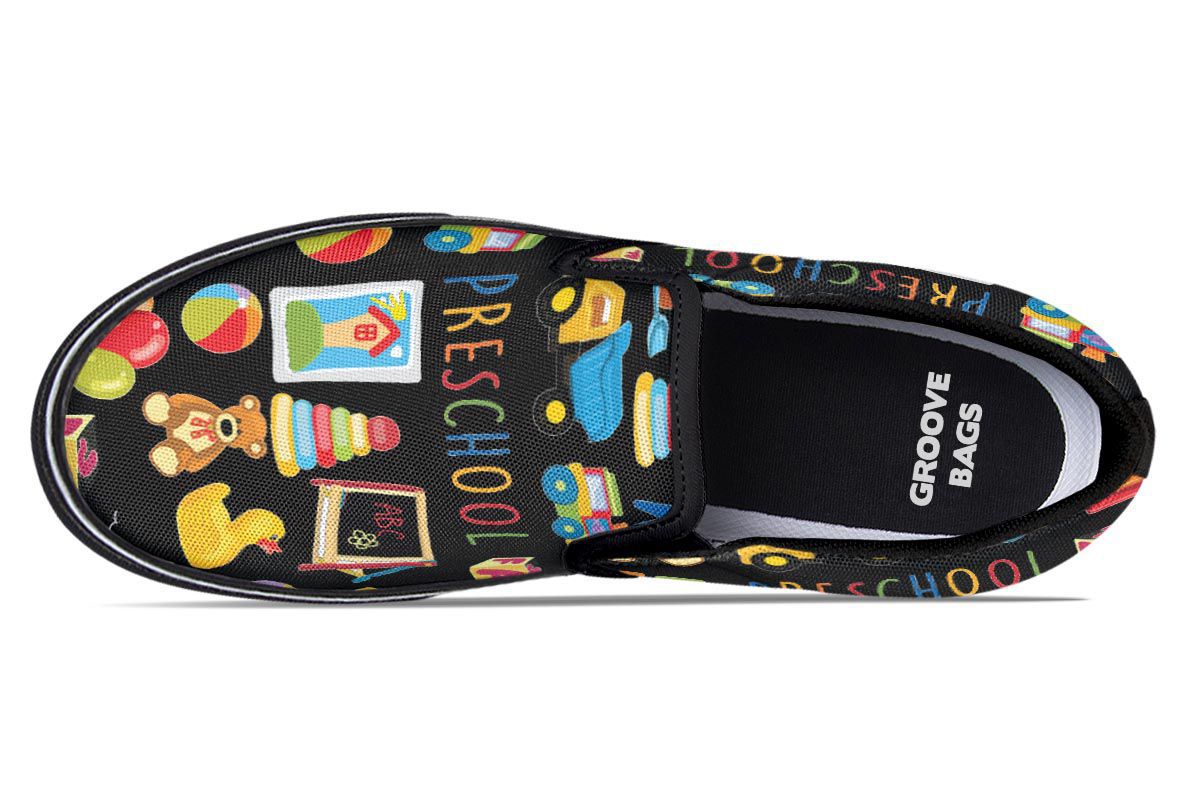 Preschool Teacher Black Slip-On Shoes