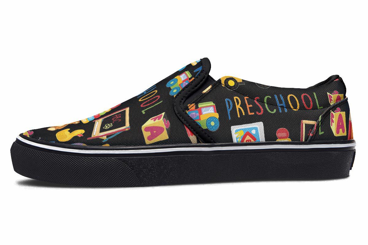 Preschool Teacher Black Slip-On Shoes