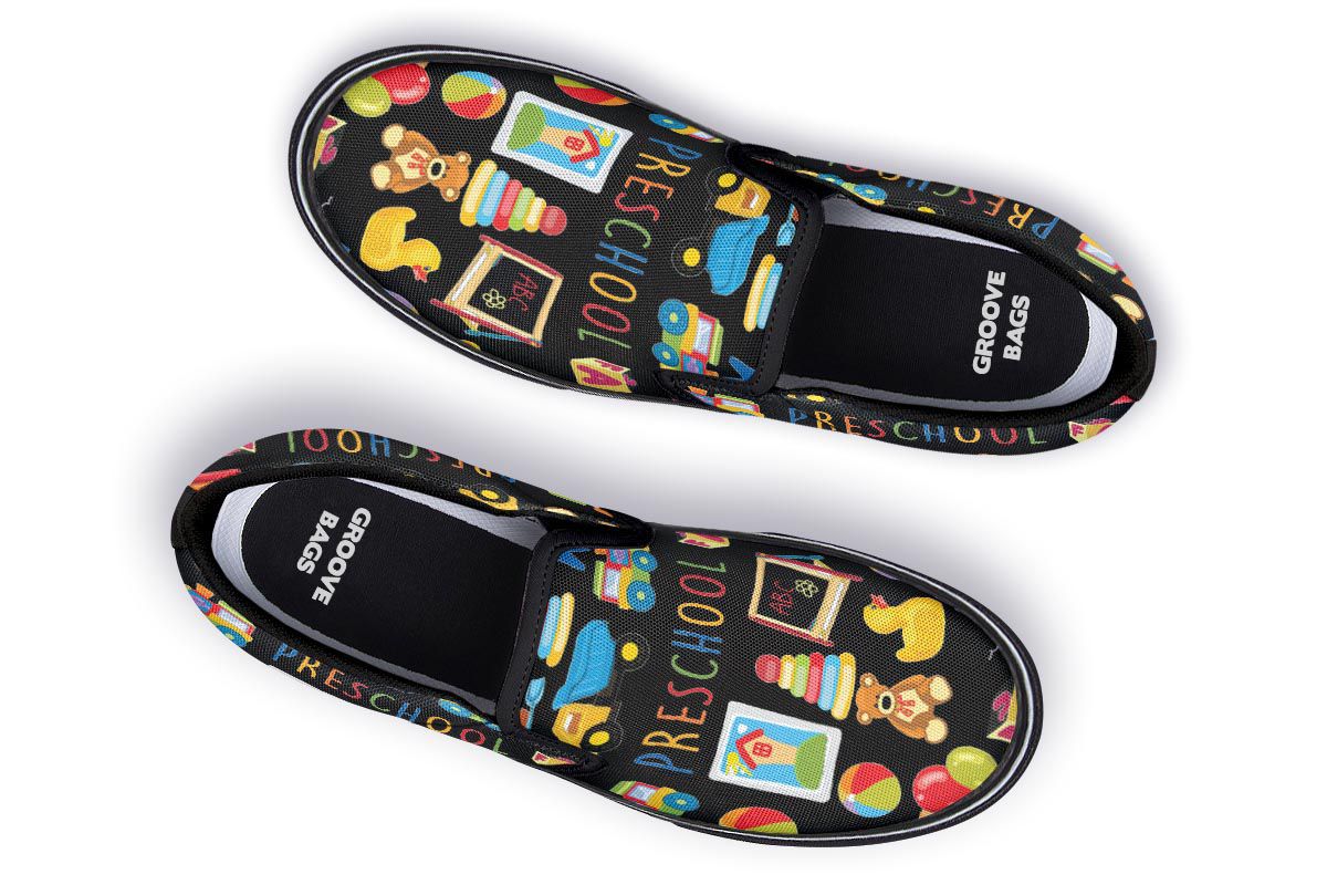 Preschool Teacher Black Slip-On Shoes