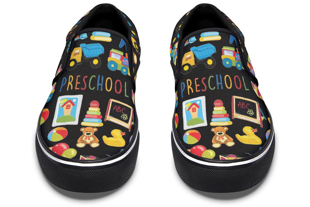 Preschool Teacher Black Slip-On Shoes