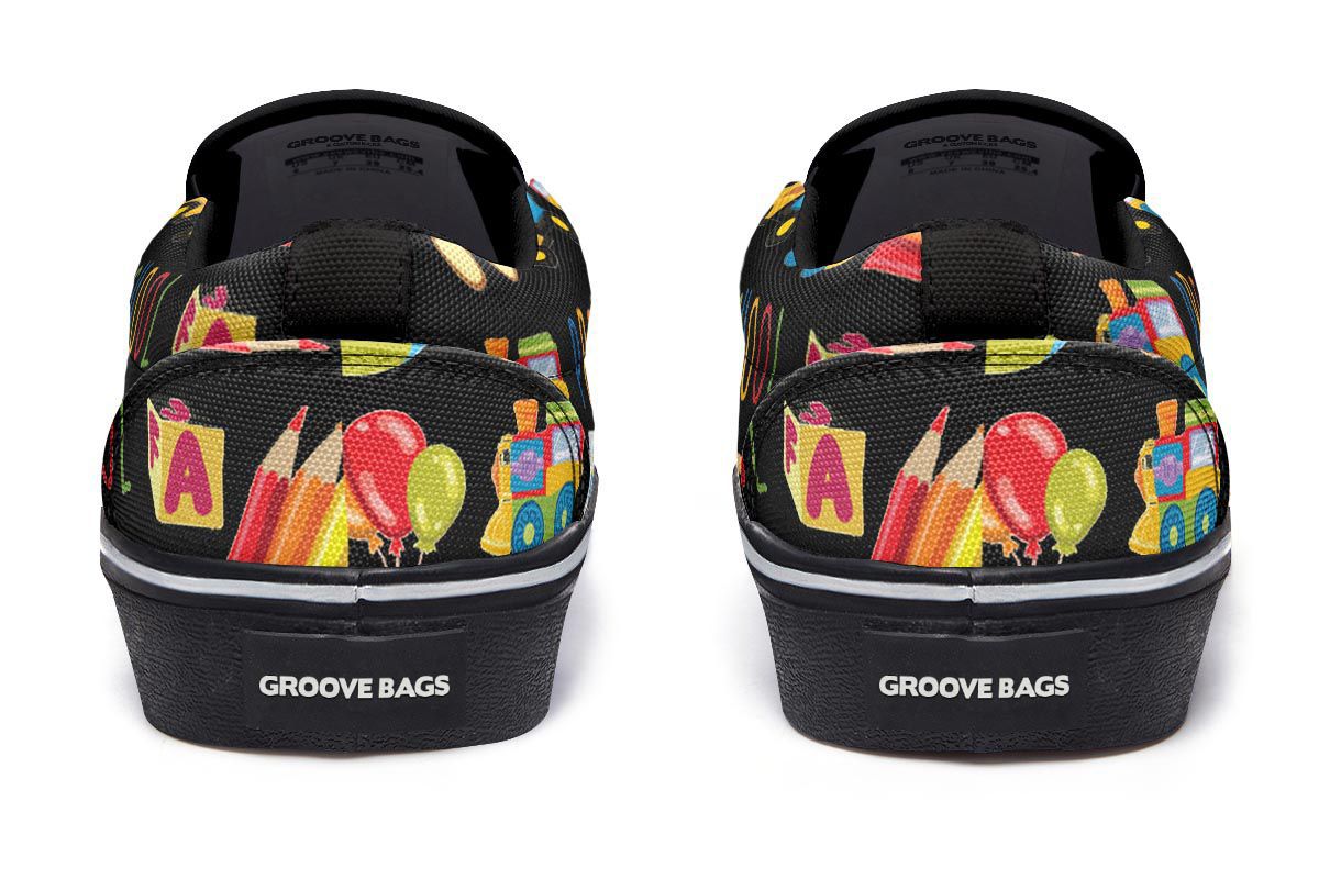 Preschool Teacher Black Slip-On Shoes