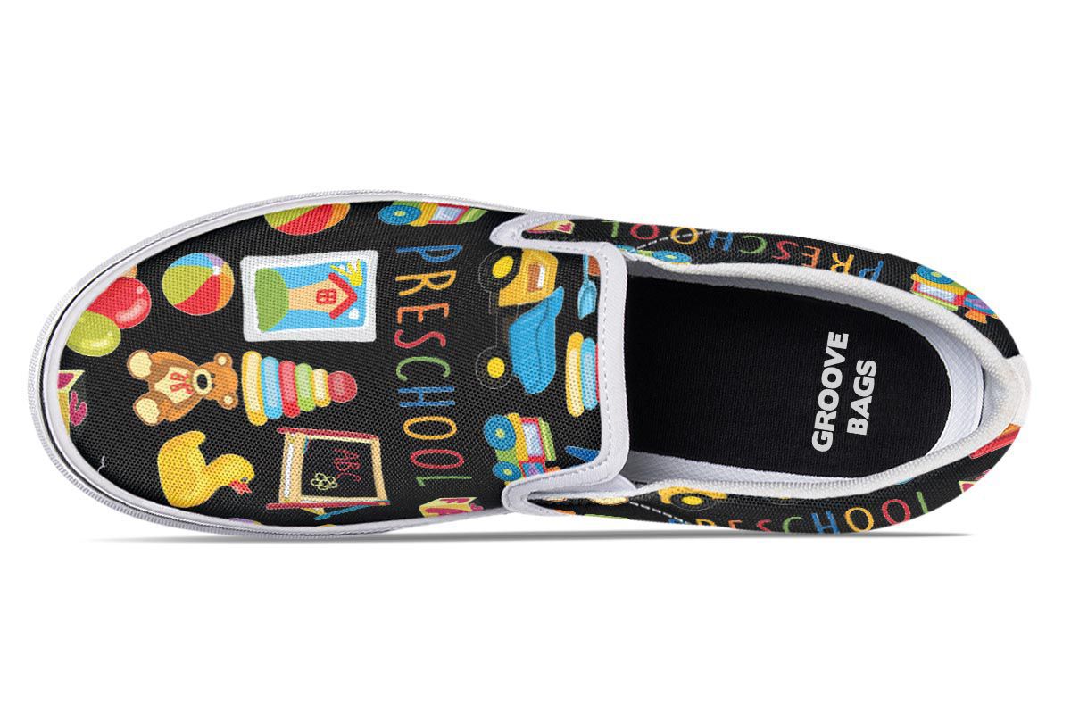 Preschool Teacher Black Slip-On Shoes